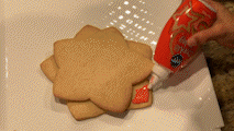 Tree cookie being decorated