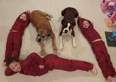 Kids and Dogs in the shape of an M